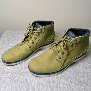 Teva Men's Canvas Chukka Boot Mens Size 12 Olive Green Blue Leather Trim Lace Up